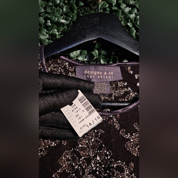 Lane Bryant Brown And Shimmer Sheer Shirt - Picture 4 of 5